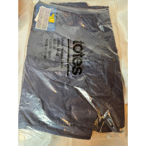 Totes Men's Packable Jacket Navy Blue Water Resistant Lightweight Small - Picture 1 of 5